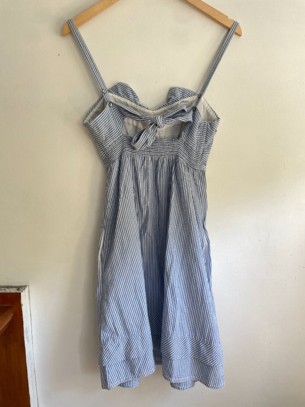 American Eagle | Blue and White Striped Tie Back Mini Summer Dress | 6 - Picture 3 of 6